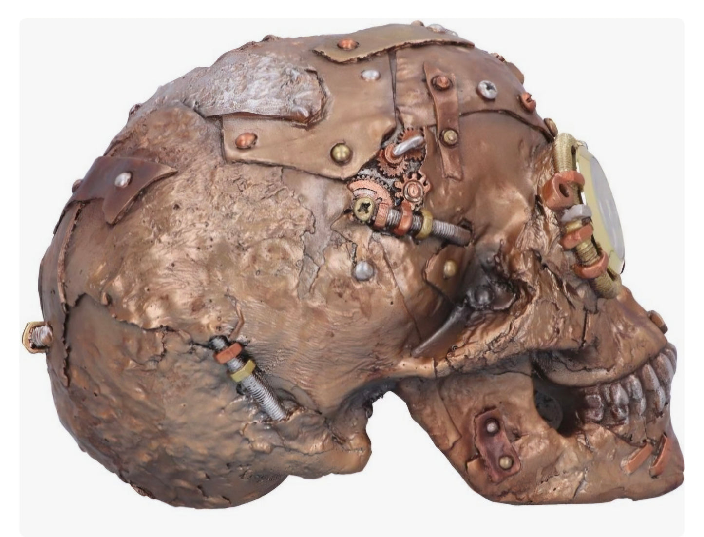 Bronze Scrapped Skull Steampunk Scrap Skeleton Figurine - 19cm