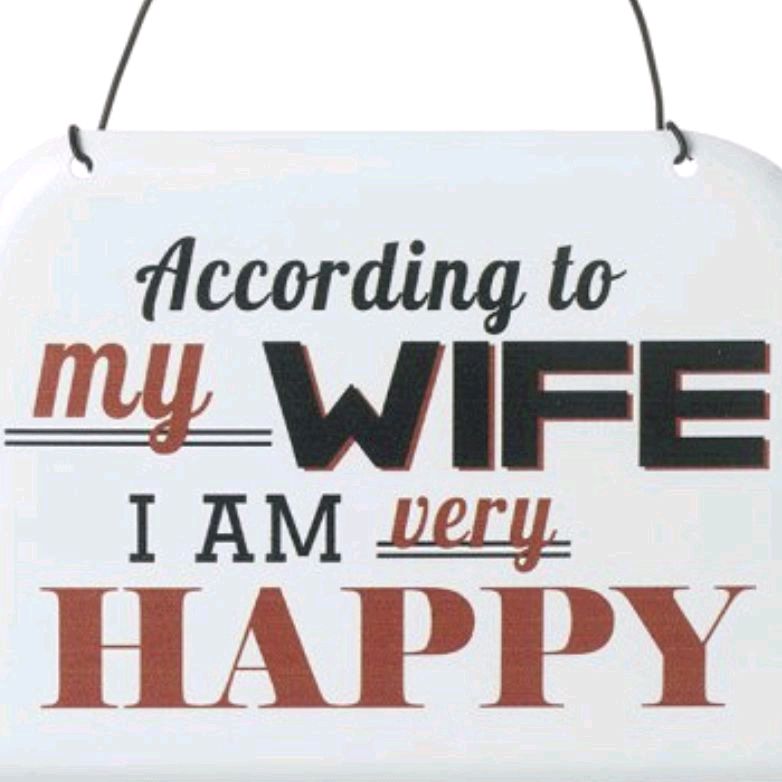 According To My Wife Metal Sign, 15.3cm Decor Retro