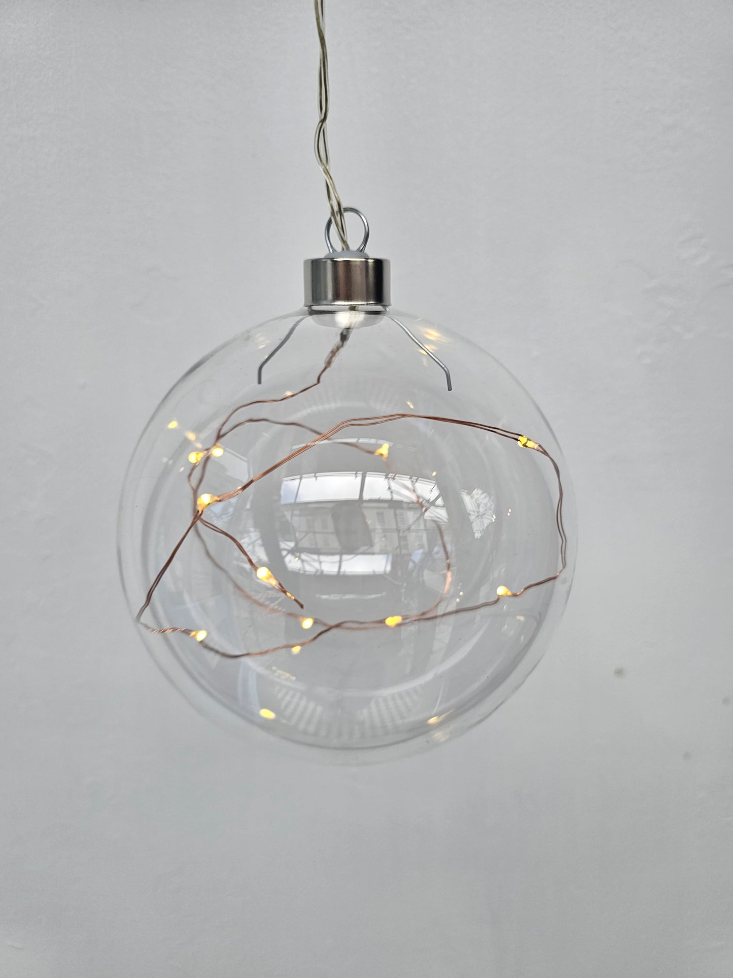 Glass Bauble with 10 White LED lights