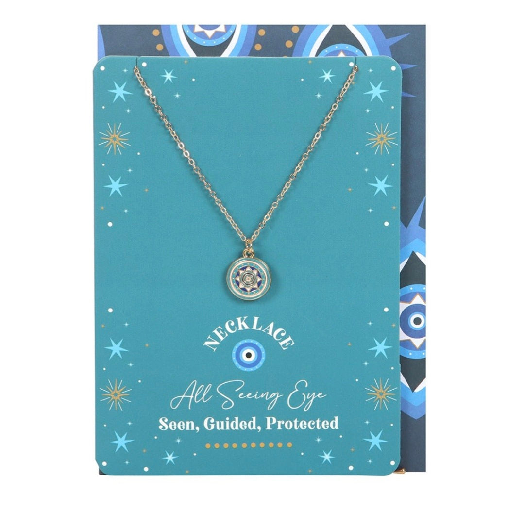 All Seeing Eye Necklace on Greeting Card