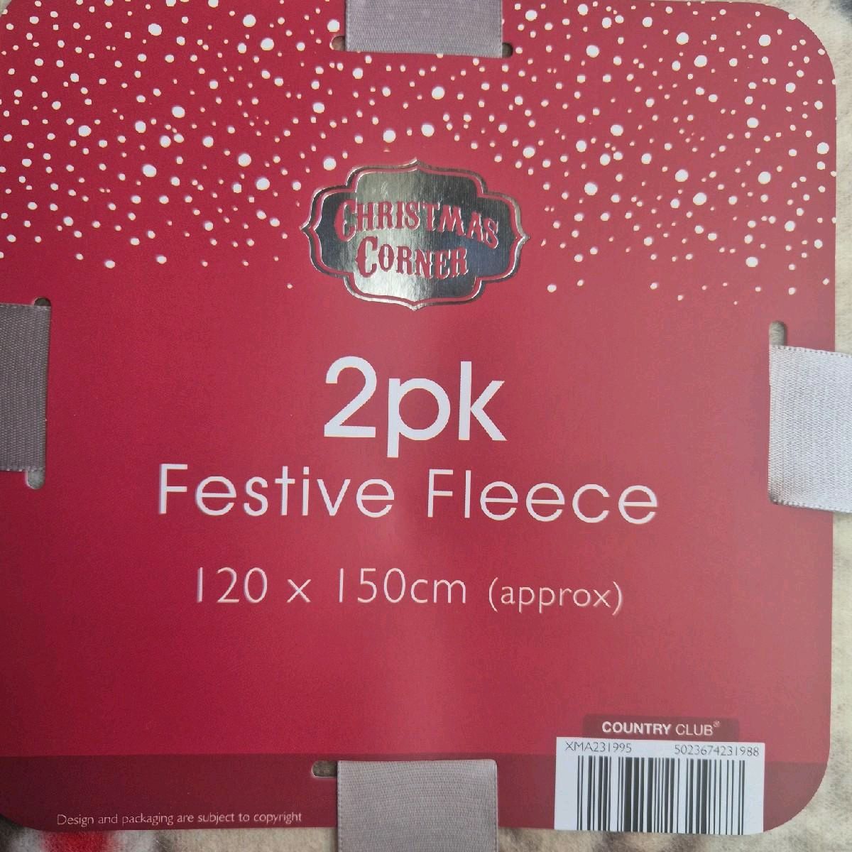 Pack of 2 Festive Design Fleece Throws 125x150cm - Highland Cow, Soft and Cozy