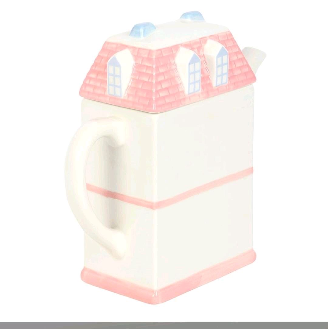 Pastel House Shaped Teapot for Kitchen and Dining Ceramic
