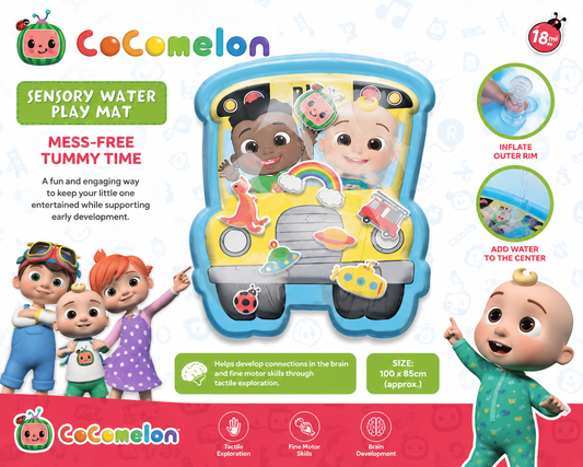 Cocomelon Sensory Water Play Mat, mess-free tummy time.