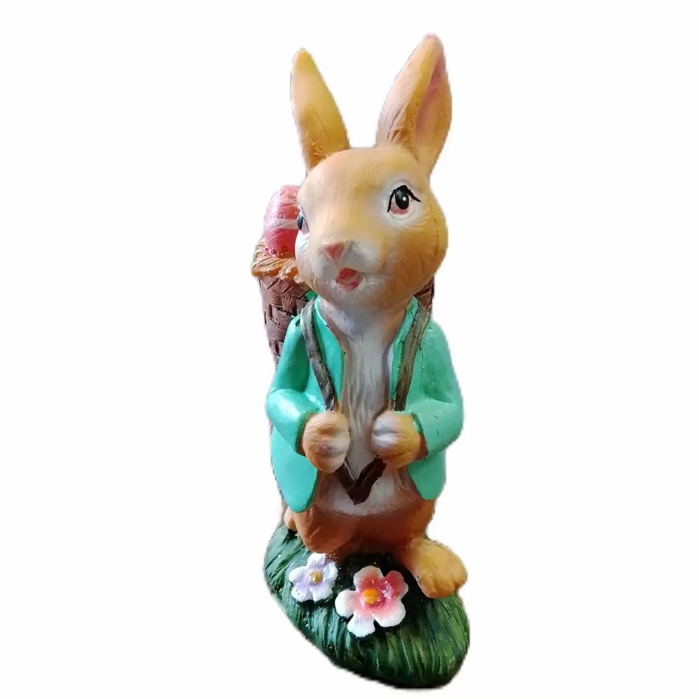 Cute  Bunny with Egg Basket Statue