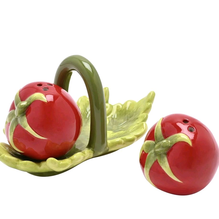 The Cottage Garden Salt & Pepper Set - Tomato for Seasoning Kitchen Utensils Ceramic