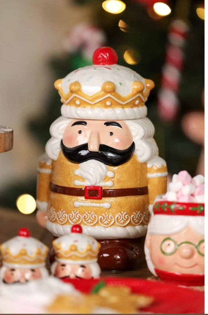 Santa & Friends Ceramic Gingerbread Nutcracker Treat Jar