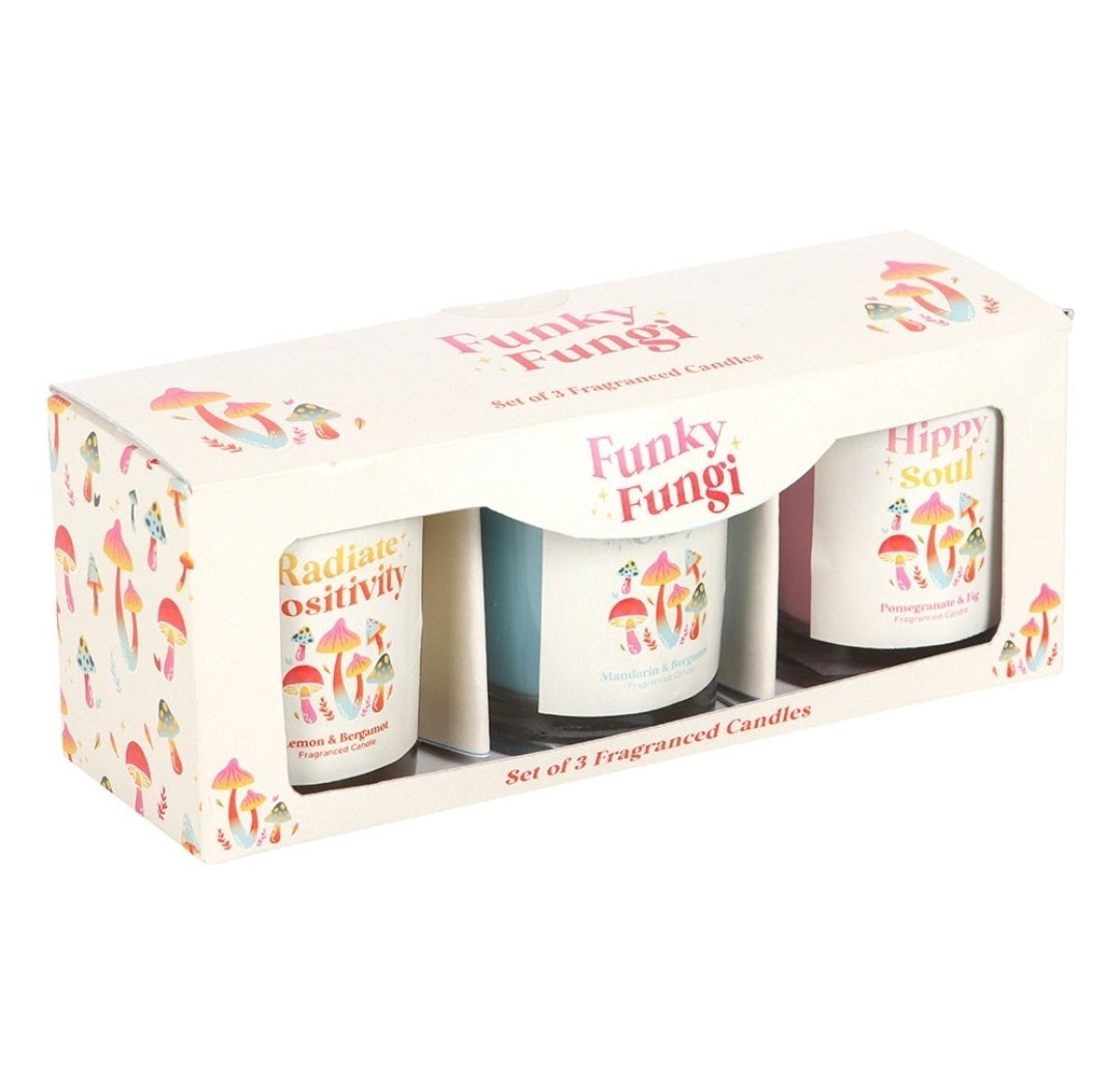 Set of 3 Funky Fungi Mushroom Votive Candles
