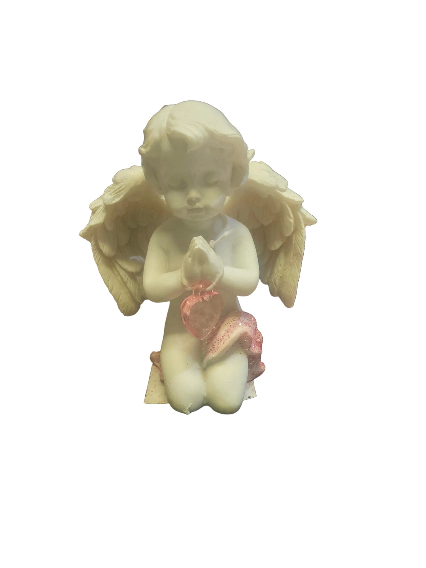Cherub with pink crystal heart