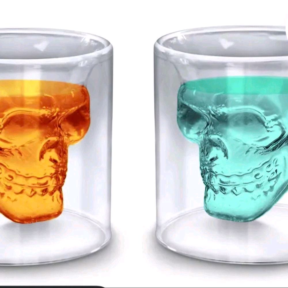 Whiskey Glass Crystal Skull Shot Glass Wine Beer Cocktails Cup, 250ml Drinkware Tumblers
