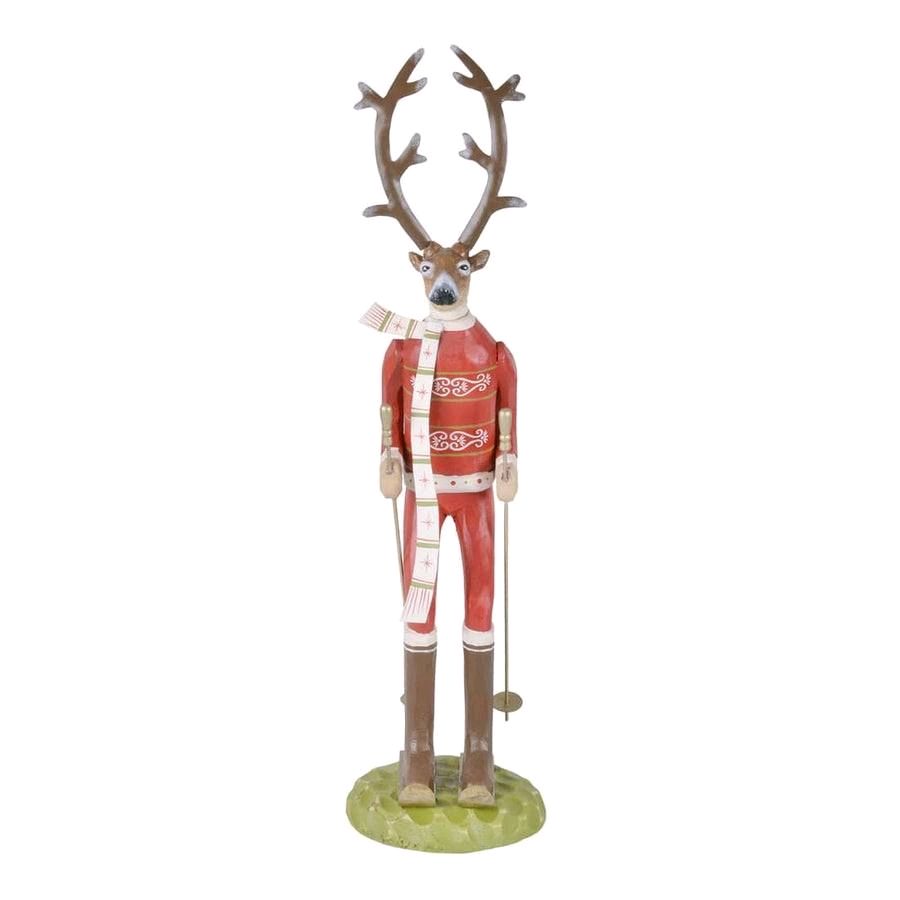 Festive Skiing Reindeer Christmas Decoration Figure Ornament - Perfect Gift - Gifts Wooden