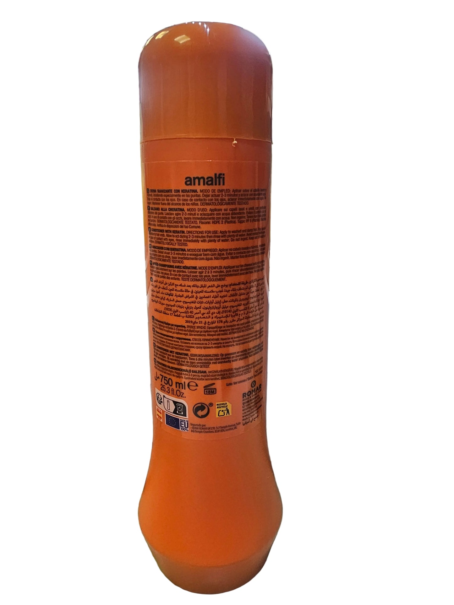 Amalfi Keratin Hair Conditioner, specifically designed as an anti-frizz formula.