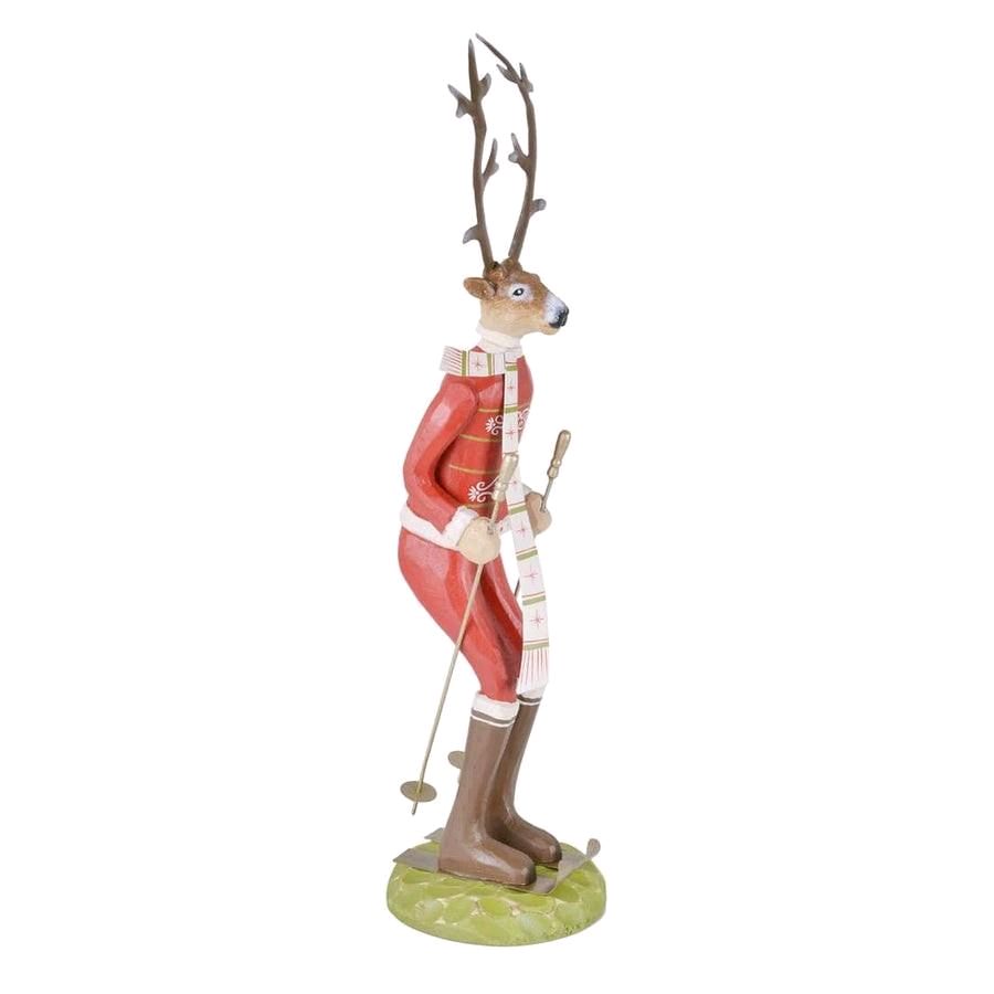 Festive Skiing Reindeer Christmas Decoration Figure Ornament - Perfect Gift - Gifts Wooden