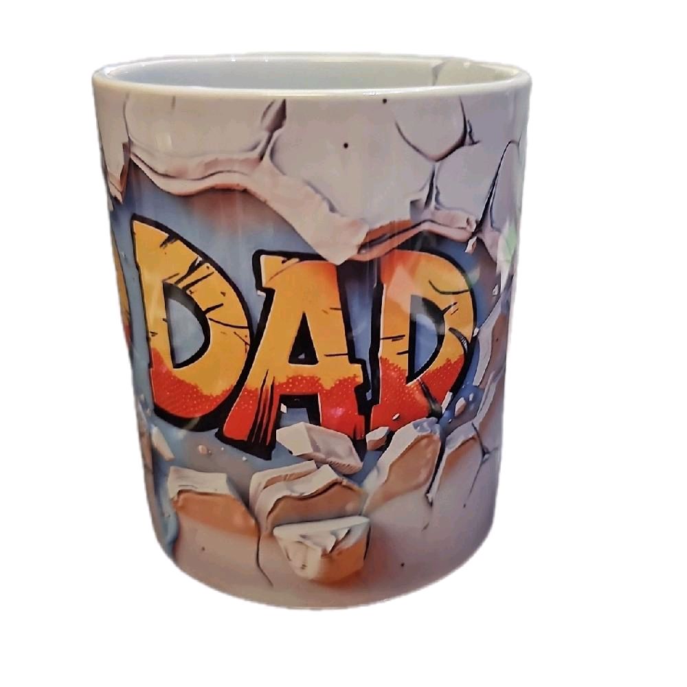 Rad Dad Coffee Mug with Bold 'RAD DAD' Design and Cracked Effect Pattern Drinkware Ceramic