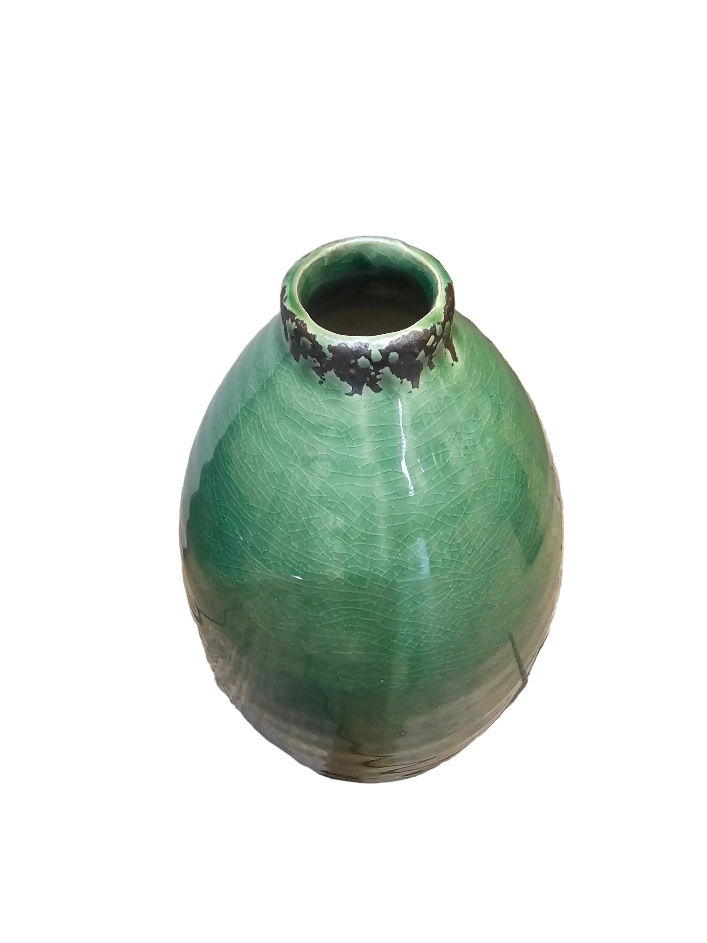 Green glazed ceramic vase
