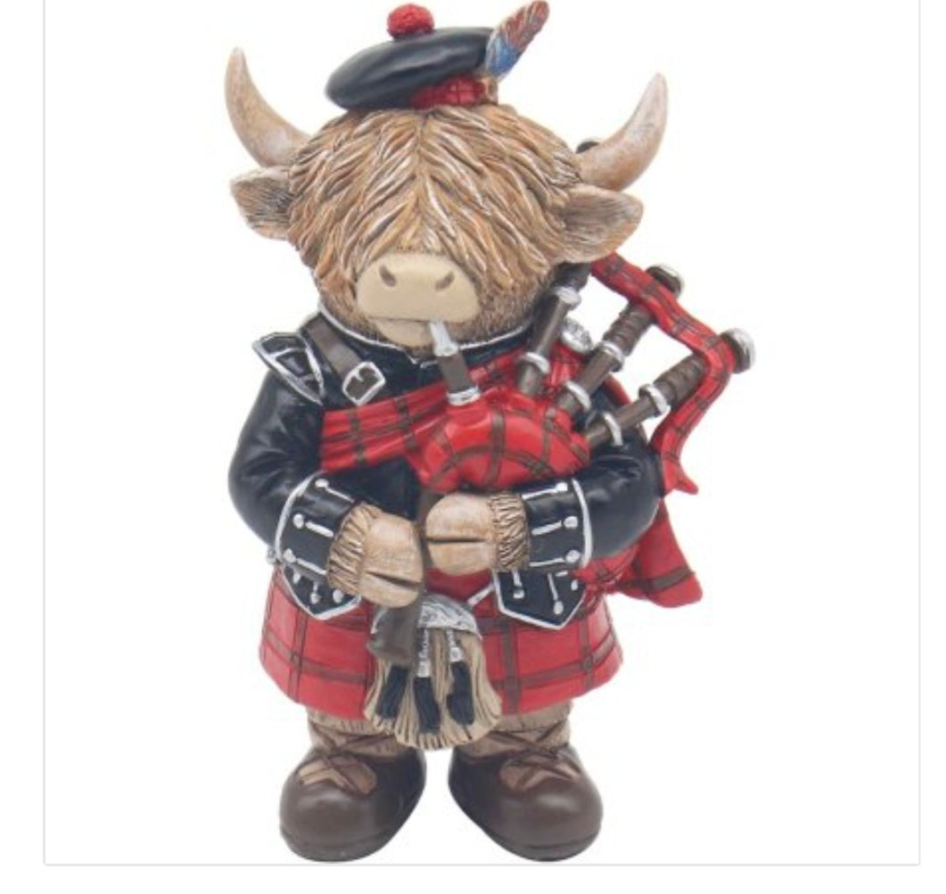 Bagpipe Highland Cow Deco