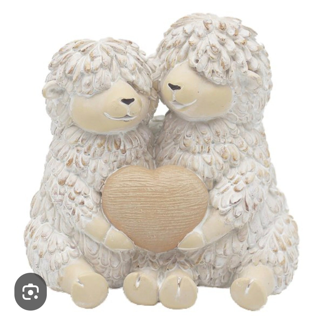 Country Life Shaggy Sheep Statues, Set of 2 Designs for Home Decor