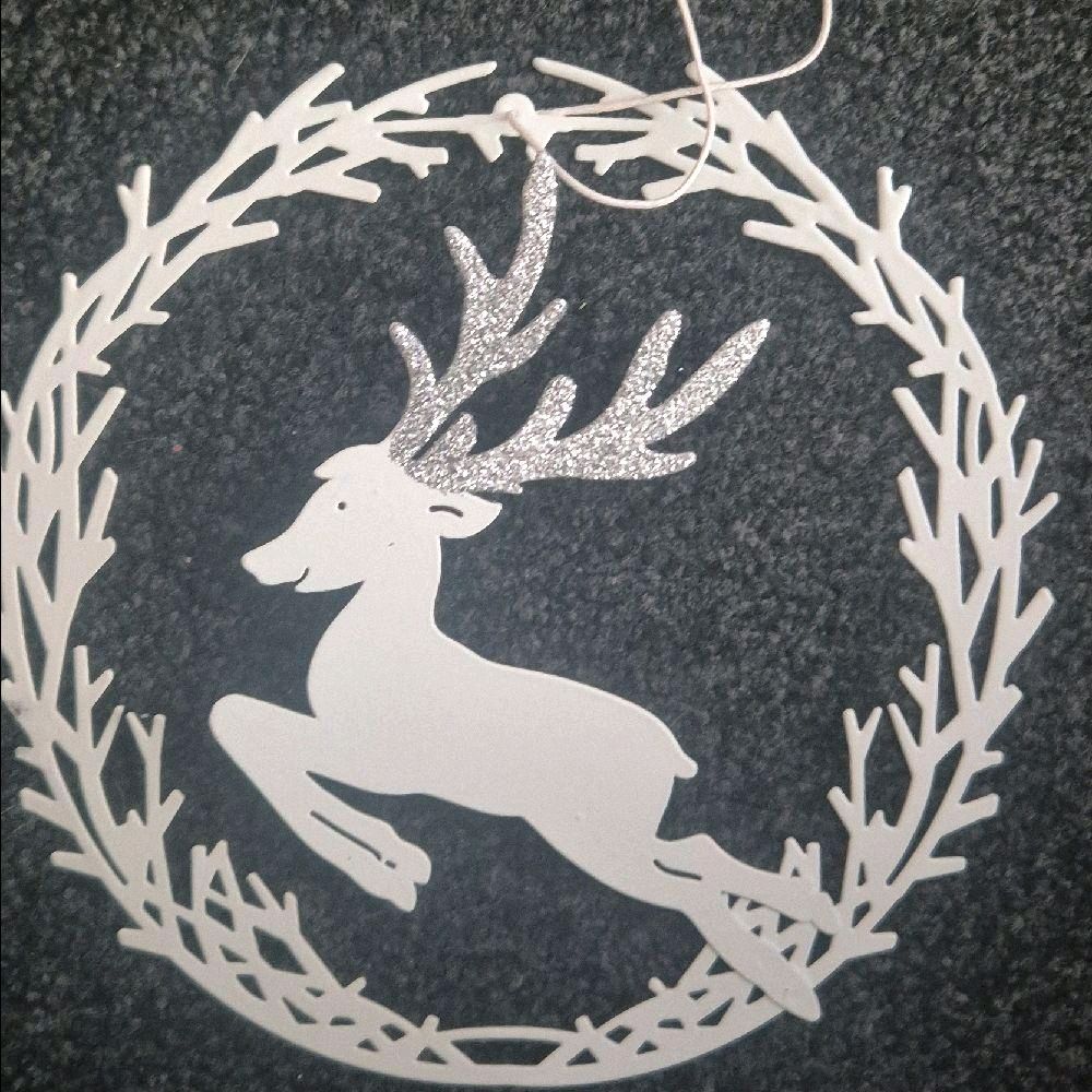 Hanging Reindeer Wreath Decoration Metal Hanger price is for 1 item