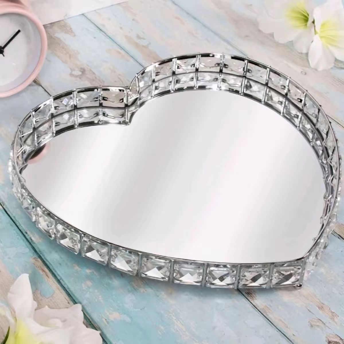 Decorative Heart Mirror tray 31cm