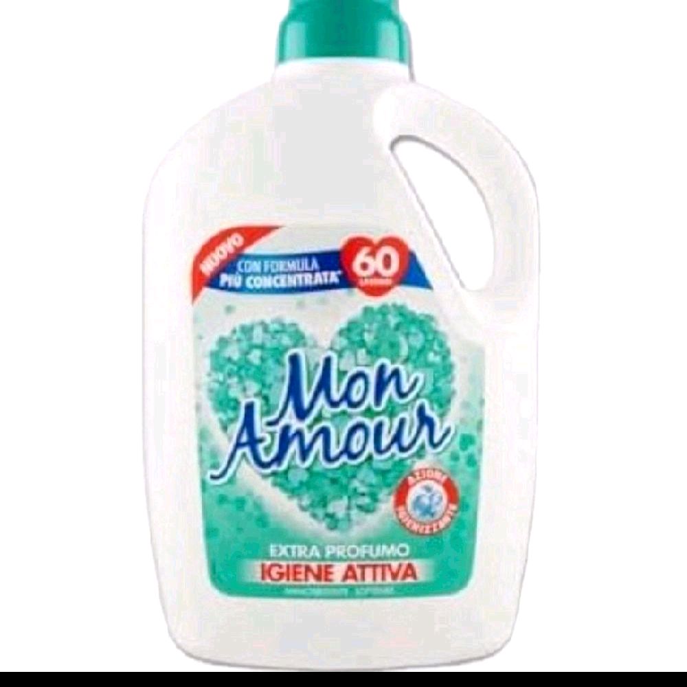 Mon Amour Active Hygiene Softener 3L 60 Washes Extra Perfume Igiene Attiva Concentrated Formula Household