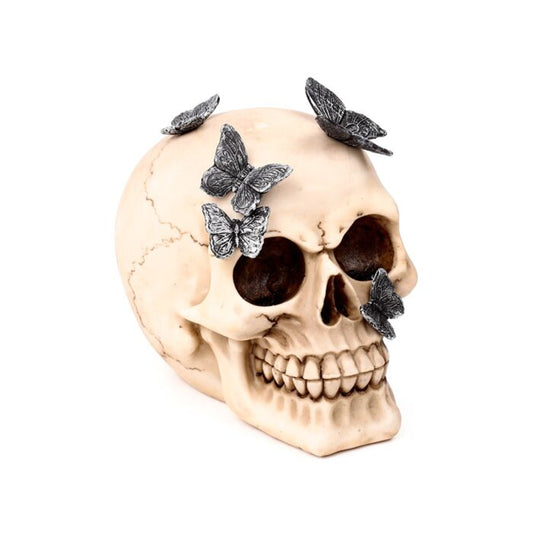 Skull with Metallic Butterflies