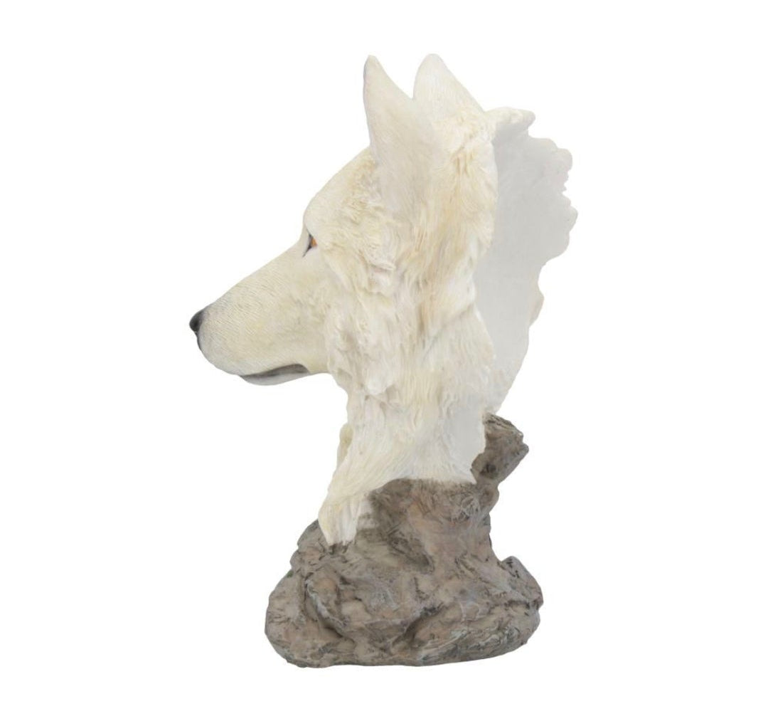 Snow Searcher White Wild Wolf Bust 16cm