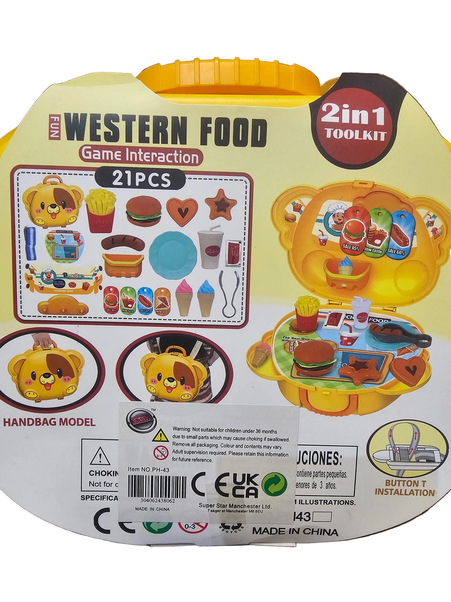 Children's 21-piece "Western Food" role-play toy kit