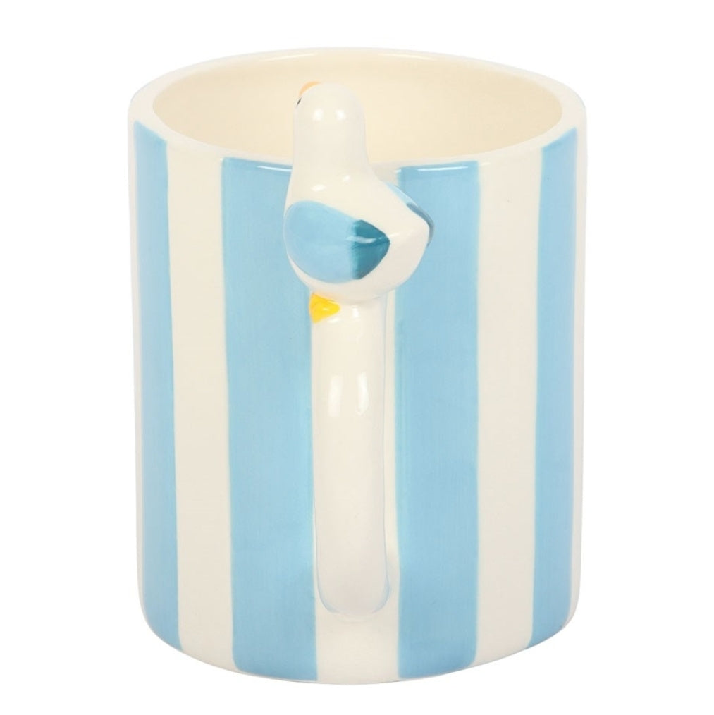 Striped Ceramic Mug With Seagull