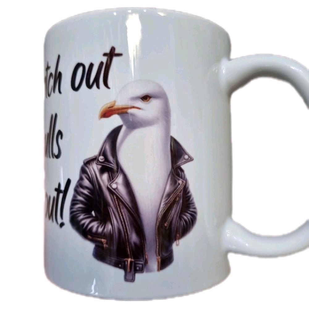 Watch Out Gulls About Coffee Mug - Unique Drinkware with Playful Phrase for Daily Coffee Routine & Coffee Enthusiast Collection Ceramic