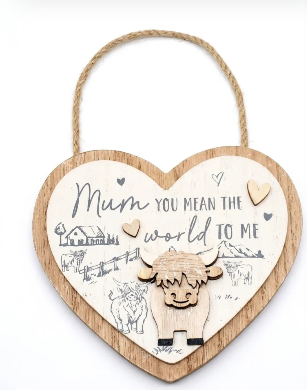 Highland cow heart plaque