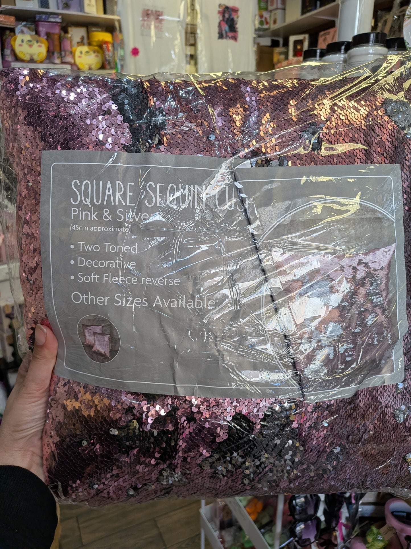 Square sequin two tone cushion