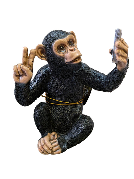 Cheeky Monkey Peace Selfie Statue