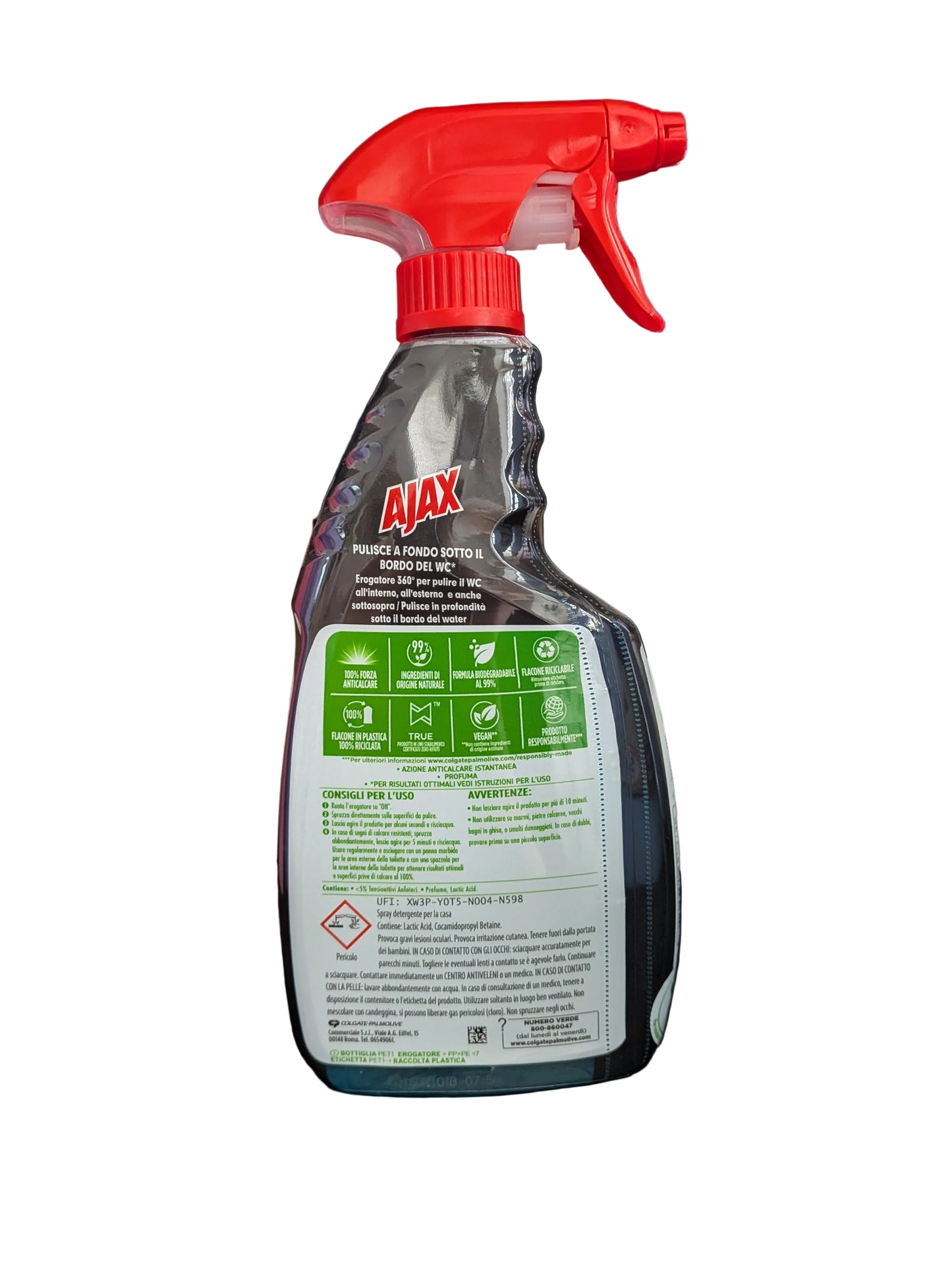 Ajax WC Power Spray, a cleaning product designed for toilet bowls 600ml
