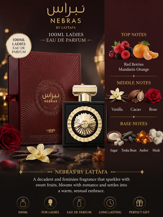 nebras by lattafa 100ml ladies eau de parfum