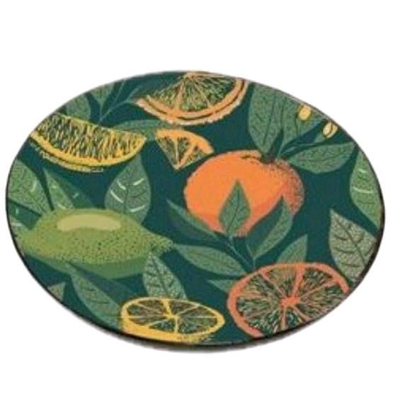 Citrus Fruits Enamelled Plate by Homeware, 15cm Decorative Dish Lemon Round Glossy