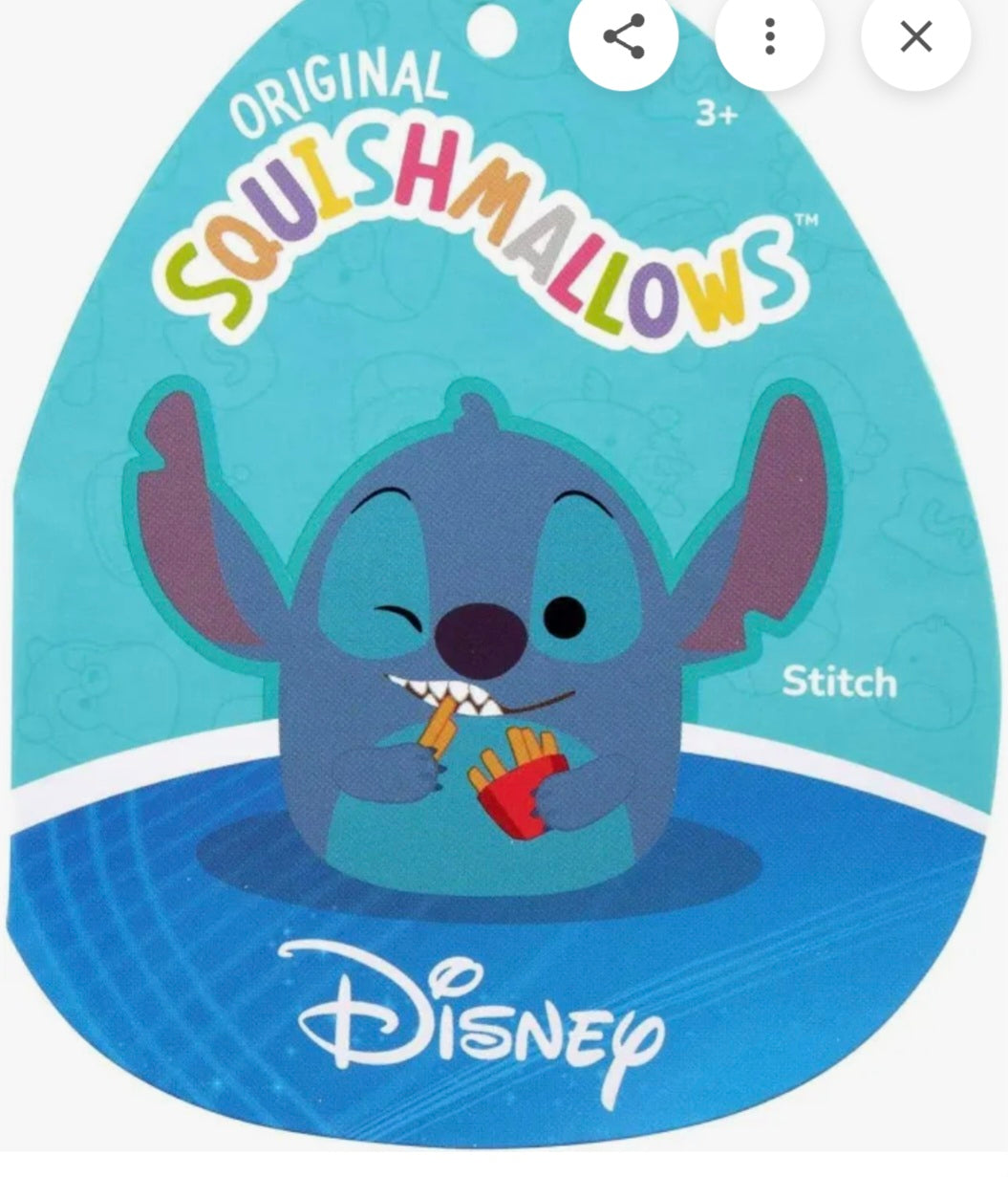 Original Squishmallows Disney Stitch with French Fries Plush