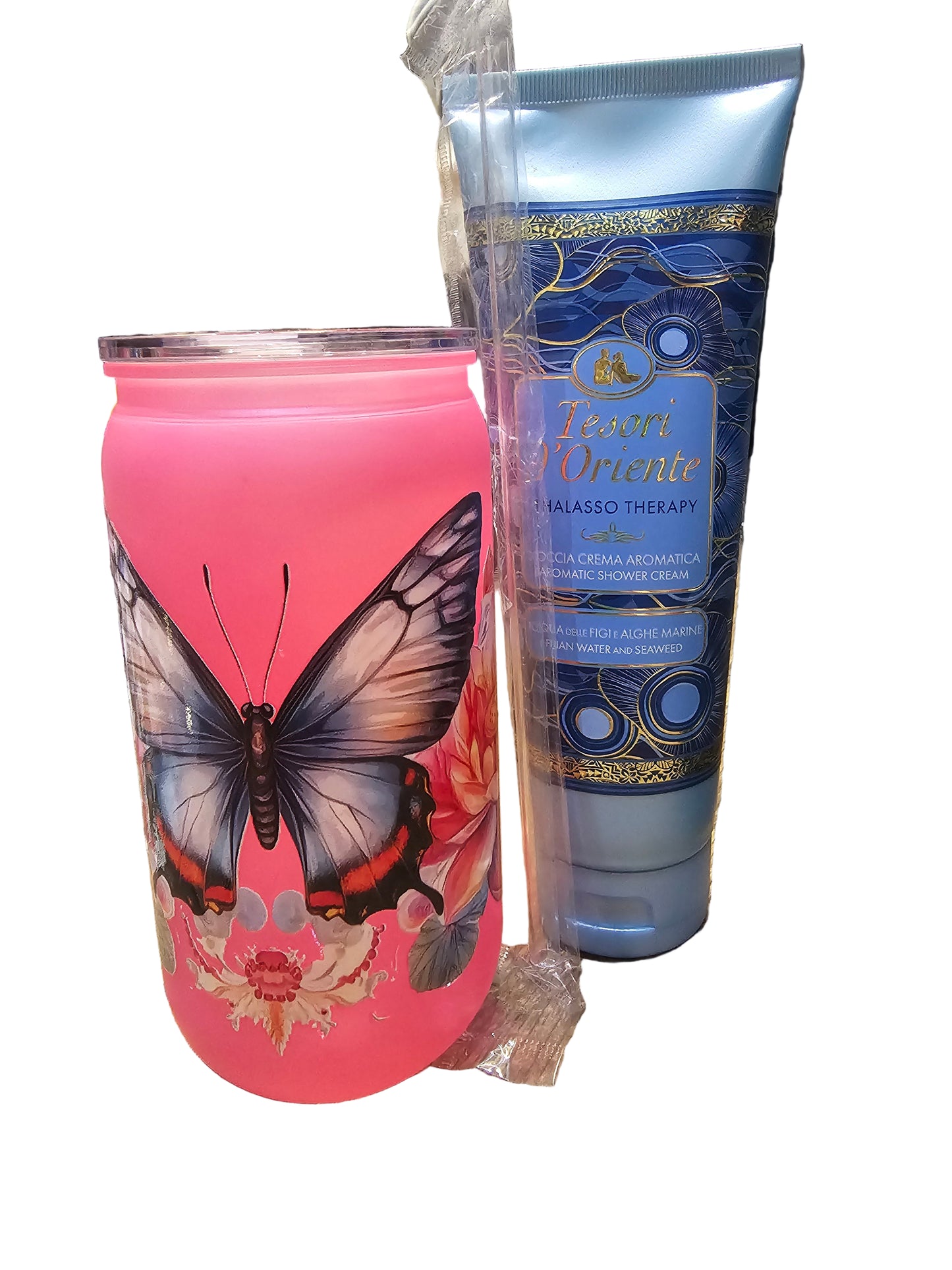 Butterfly Tumbler and Bath/Shower Cream Giftbox