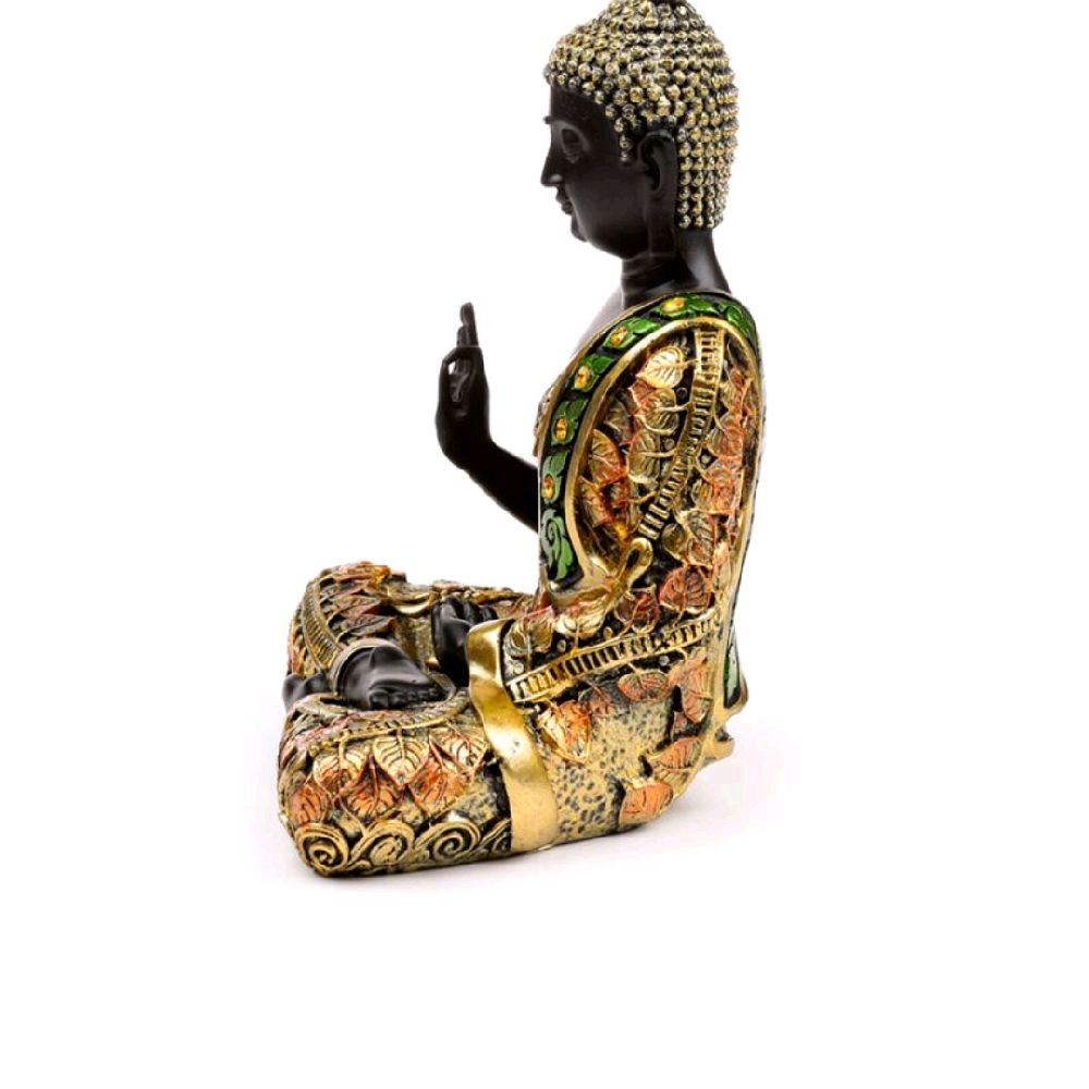 Black & Orange Gold Thai Buddha Mediation Decor Ornaments for Home Religious