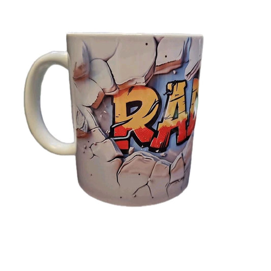 Rad Dad Coffee Mug with Bold 'RAD DAD' Design and Cracked Effect Pattern Drinkware Ceramic