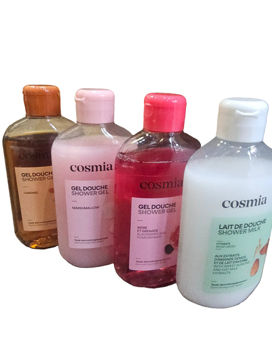 Cosmia shower gels and shower milk,
