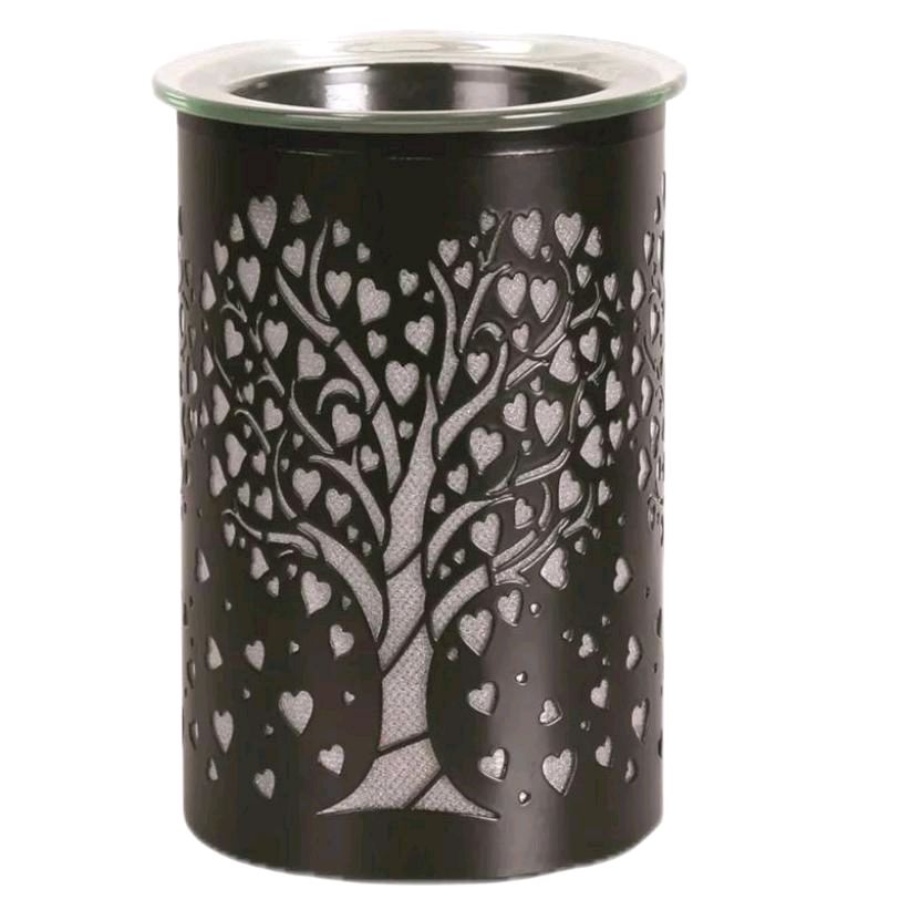 Black LED Wax Melter Heart Tree - 12cm, Colour Changing - Decor, Candle