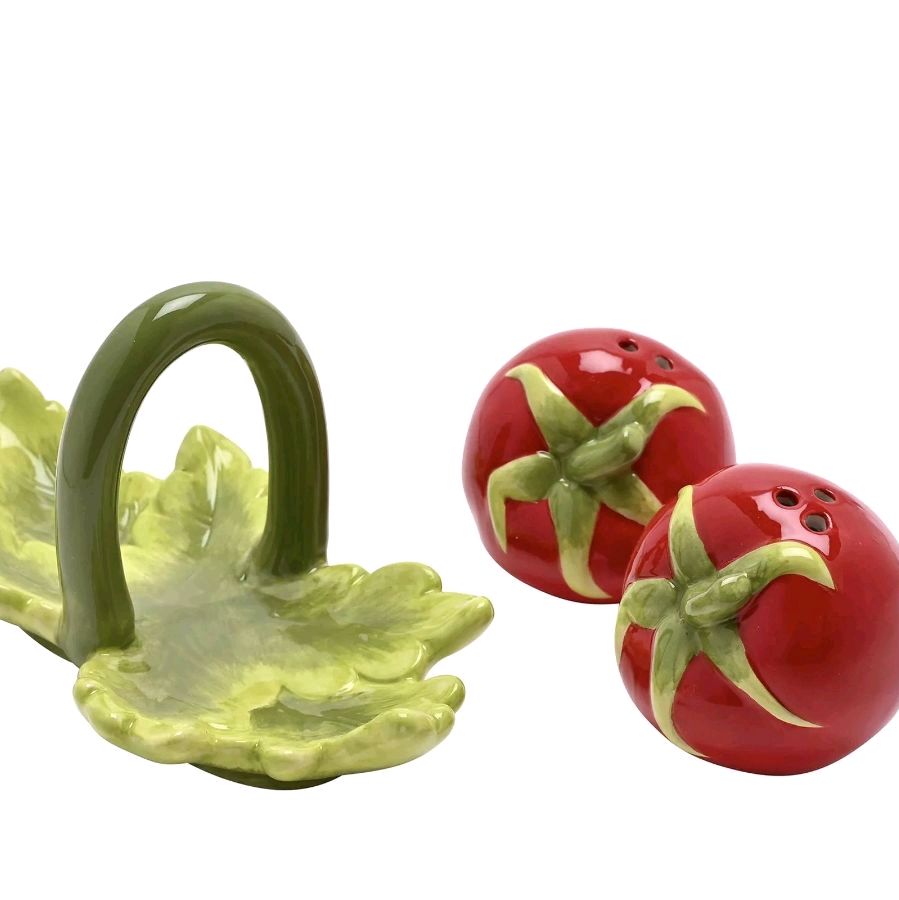 The Cottage Garden Salt & Pepper Set - Tomato for Seasoning Kitchen Utensils Ceramic