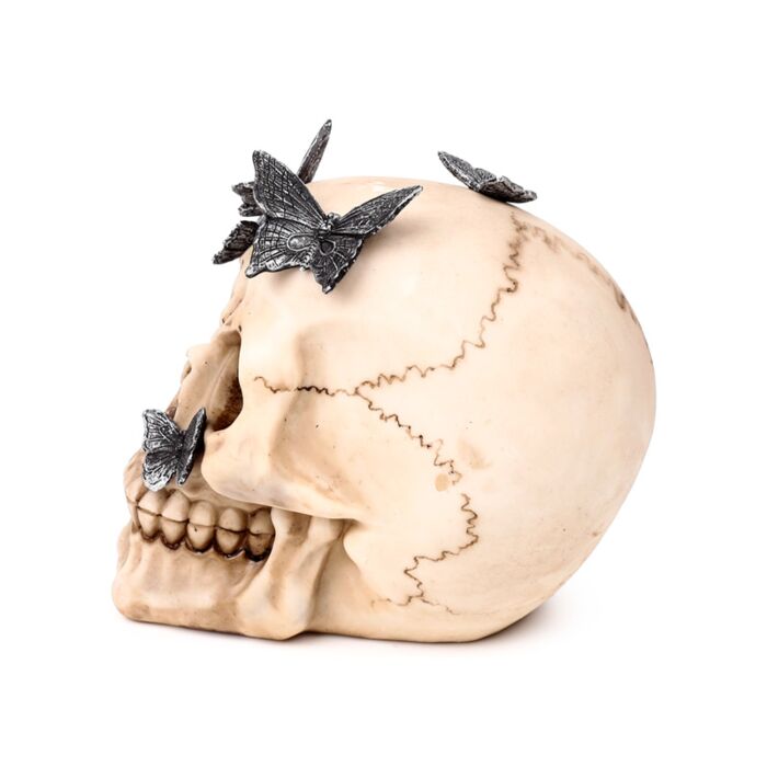 Skull with Metallic Butterflies