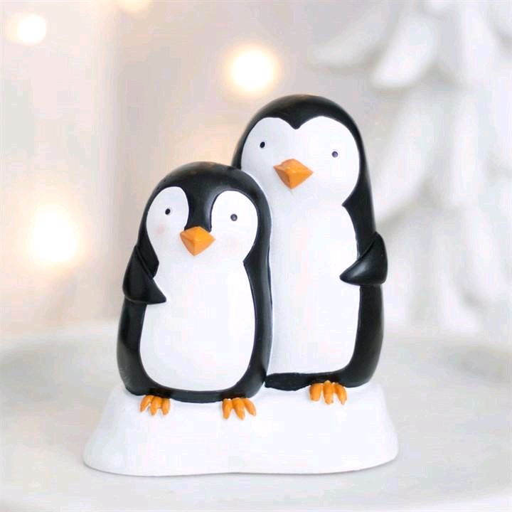 Snuggle Season Resin Penguin Ornament