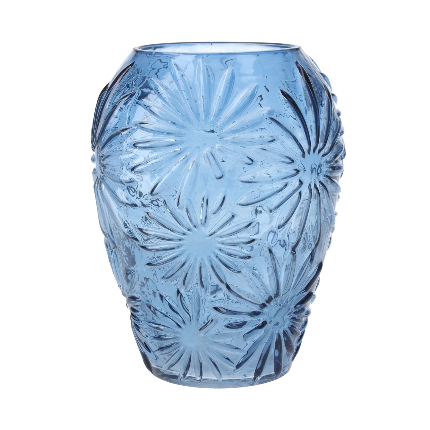 Gisela Graham Blue Daisy Glass Ogee Vase