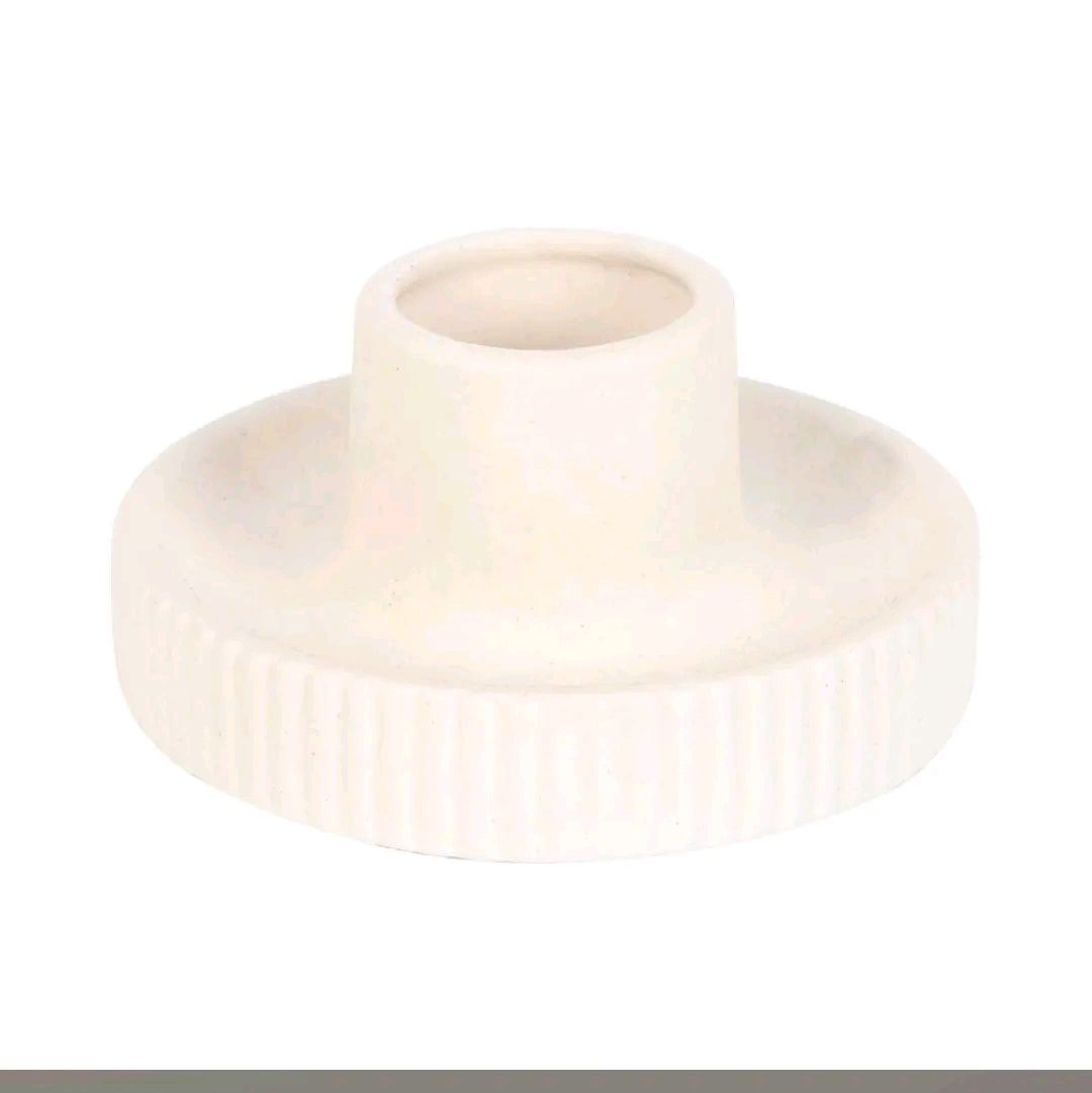 cream ribbed smudge stick bowl