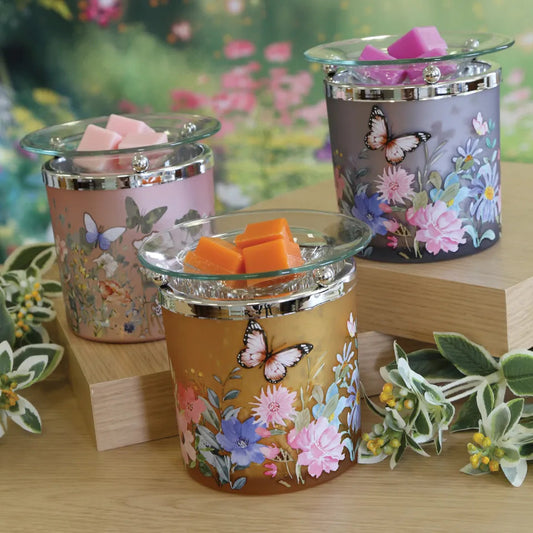 Floral Glass tealight Wax Melter