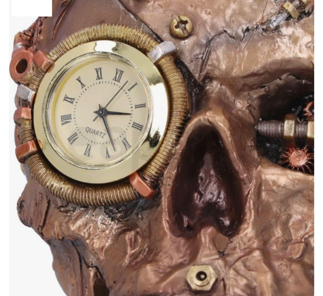 Bronze Scrapped Skull Steampunk Scrap Skeleton Figurine - 19cm