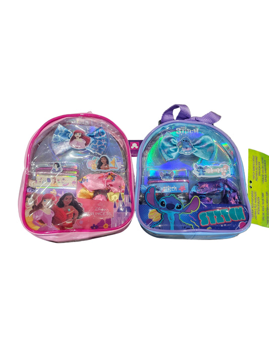 Disney Princess and Stitch themed hair accessory mini backpacks