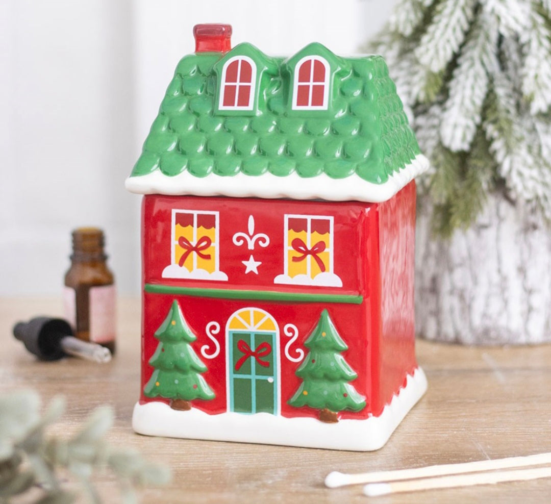 Red Christmas House Oil Burner