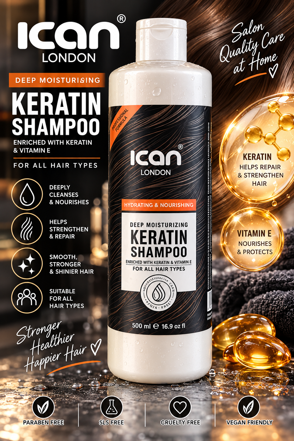 ICAN London 500ml hair care products